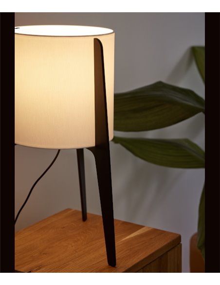 Lámpara de mesa Tower - FOC - Lámpara trípode decorativa, pantalla de algodón
