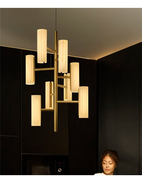 Lámpara colgante Black Note - LZF - Lámpara LED regulable, altura: 100 cm, diseño de madera