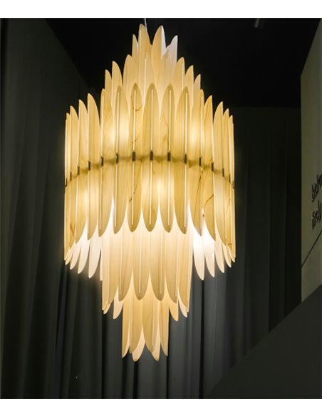 Lámpara colgante Voliere - LZF – Diseño artesanal y sofisticado, estructura de chapa de madera en blanco natural