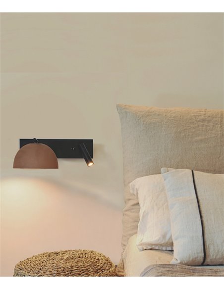 Aplique de pared Absis – Luxcambra – Lámpara con lector, diseño horizontal, lámpara de cerámica LED 