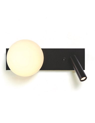 Aplique de pared Glos Slim – Luxcambra – Lámpara tipo bola con lector negra