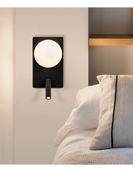 Aplique de pared Glos – Luxcambra – Diseño vertical, Lámpara con lector LED