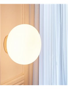 Lámpara de pared Moon – Luxcambra – Pantalla de cristal, estructura dorada