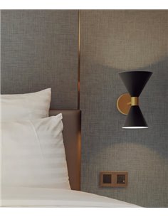 Aplique de pared Uec – Luxcambra – Lámpara decorativa en blanco o negro y dorado, 2 luces