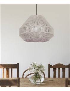 Lámpara colgante Acapulco – Luxcambra – Pantalla de cuerda de algodón en verde y beige, Ø 40 cm