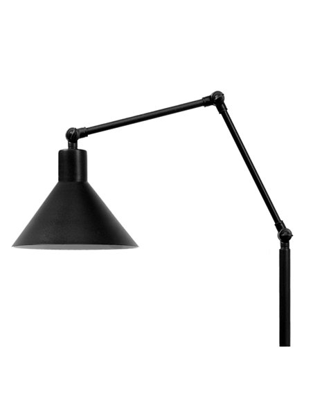 Lámpara de pie Capuchina – Luxcambra – Estilo industrial negro, lámpara articulable