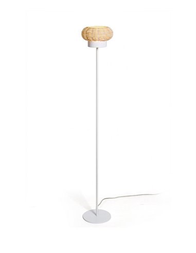 Lámpara de pie Niuet – Luxcambra – Pantalla de mimbre natural trenzado a mano, altura: 131 cm