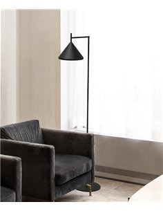 Lámpara de pie Sutton – Luxcambra – Lámpara moderna negra, pantalla cónica, altura: 141 cm