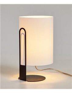 Lámpara de mesa Clipam – Luxcambra – Pantalla de cotonet en blanco o gris, acabado negro