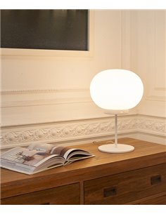 Lámpara de mesa Moon – Luxcambra – Lámpara tipo bola decorativa, color blanco mate