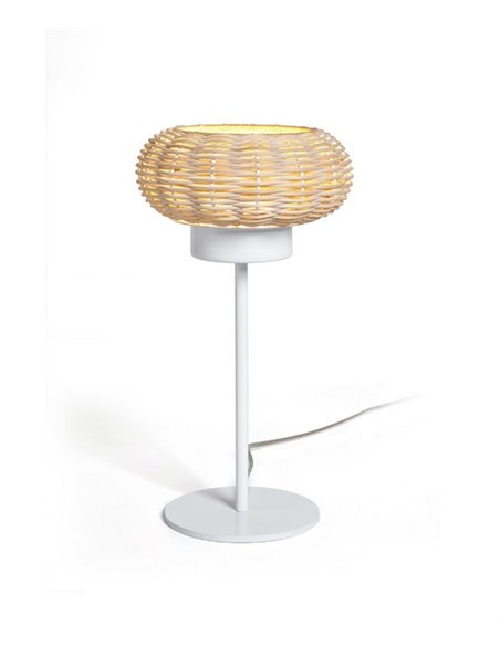 Lámpara de mesa Niuet – Luxcambra – Pantalla de mimbre natural, altura: 36,5 cm