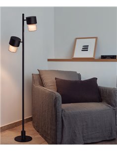 Lámpara de pie Kan – Luxcambra – Lámpara moderna con 2 pantallas de cotonet sand