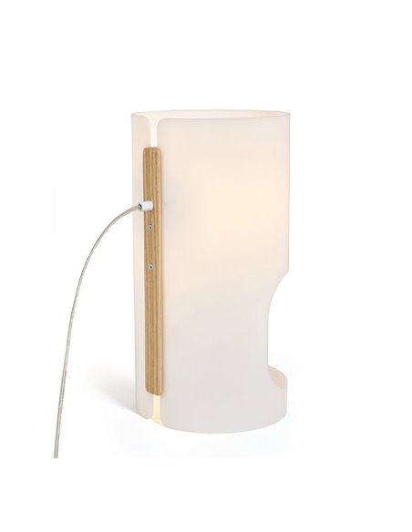 Lámpara de mesa Cilindre – Luxcambra – Estructura de fresno y pantalla blanca