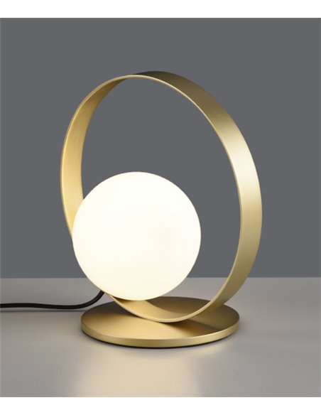 Lámpara de Mesa Halo - ACB - Lámpara bola de mesa dorada y blanca