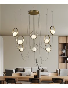 Lámpara colgante Halo 8 - ACB - Lámpara araña moderna, tipo bola estilo vintage decorativo