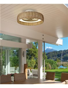 Plafón ventilador Kilimanjaro Mini – Mantra – Ventilador de ratán, LED regulable, 2 opciones de montaje
