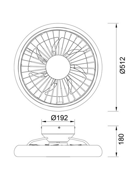 Plafón ventilador Turbo – Mantra – Diseño moderno, LED regulable, en blanco o negro