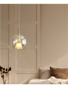 Lámpara colgante Elsa – Mantra – Diseño de cristal, pantalla redonda