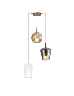 Lámpara de techo Elsa – Mantra – Colgante de 3 luces, pantallas de cristal multicolor