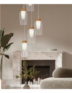 Lámpara colgante Nora – Mantra – Pantalla de cristal transparente