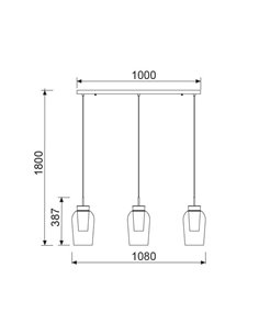 Lámpara colgante Nora – Mantra – Diseño lineal, pantallas de cristal