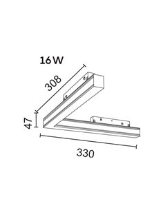 Ángulo difusor para carril 48V Magneto – Mantra – Acabado negro, LED regulable/no regulable 2