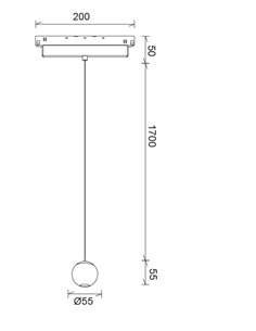 Colgante de techo para carril 48V Magneto – Mantra – Diseño minimalista tipo bola 2