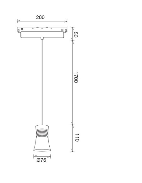 Lámpara colgante Magneto 48V – Mantra – Lámpara para carril 48V, regulable corte de fase