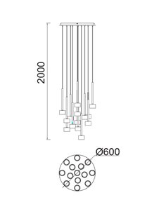Lámpara colgante Tonic – Mantra – 14 luces con pantallas multicolores, florón redondo 2