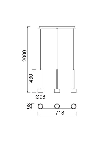 Lámpara colgante Tonic – Mantra – Diseño lineal, disponible en 4 acabados