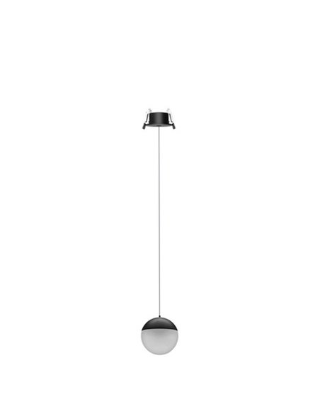 Lámpara colgante empotrable Kilda – Mantra – Pantalla esférica, disponible en blanco, negro y oro