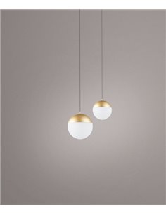 Lámpara colgante Kilda – Mantra – Pantalla esférica, disponible en blanco, negro y oro