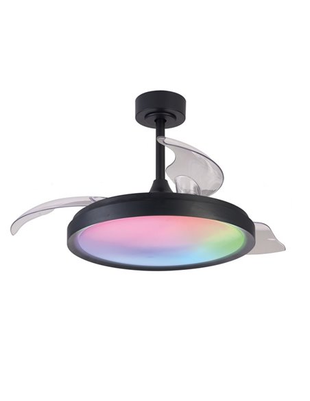 Plafón ventilador de techo Siberia – Mantra – Ventilador con aspas desplegables, luz RGB
