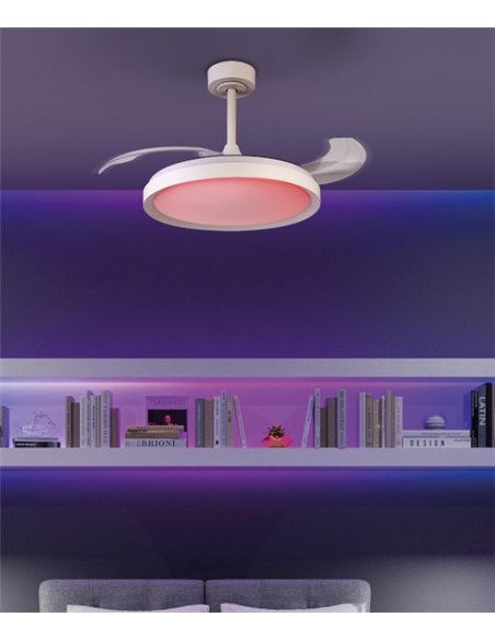 Plafón ventilador de techo Siberia Mini – Mantra – Aspas desplegables, luz RGB