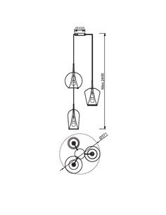 Lámpara de techo Elsa – Mantra – Colgante de 3 luces, pantallas de cristal multicolor 2