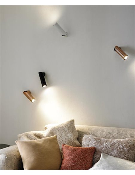 Aplique de pared Giro - FOC - Lámpara de lectura, Cabezal orientable, Metal cobre/negro/blanco