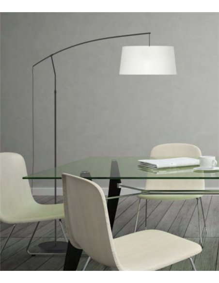 Lámpara de pared Arco – Luxcambra – Lámpara de lectura, diseño en forma de arco negro y pantalla blanca