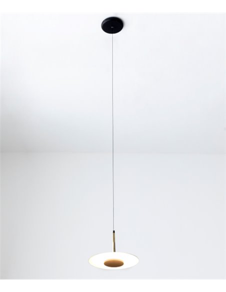 Lámpara Colgante Orion 1 luz - Mantra - Lámpara de techo elegante y minimalista, color negro o cuero y dorado