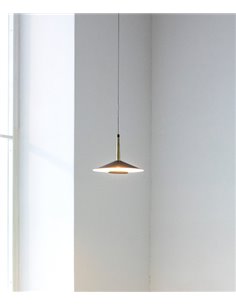 Lámpara Colgante Orion 1 luz - Mantra - Lámpara de techo elegante y minimalista, color negro o cuero y dorado