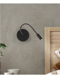 Aplique de Pared Dled - Massmi - De color negro, luz orientable, idóneo para lectura