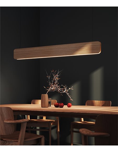 Lámpara colgante Nina – Luz Negra – Lámpara LED de roble natural, altura regulable