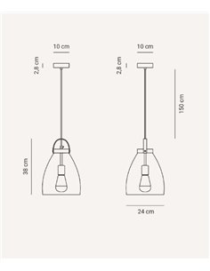 Lámpara colgante Cloche – Fokobu – Diseño industrial, pantalla de cristal transparente o fumé 2