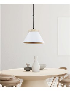 Lámpara colgante Legno - Fokobu - Lámpara nórdica de techo, madera y cerámica