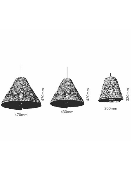 Lámpara colgante Volcano – Fokobu – Pantalla de fibra natural, disponible en 3 tamaños