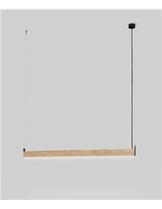 Lámpara colgante lineal Trave – Fokobu – Diseño moderno de madera de roble y pino