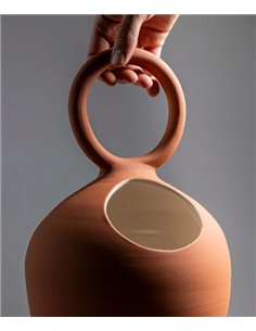 Lámpara de mesa Clay - Fokobu - Lámpara artesanal de cerámica, forma de botijo, blanco/terracota