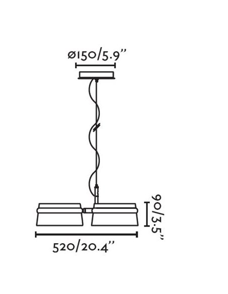 Lámpara colgante Loop - Faro - Diseño moderno con 3 pantallas de madera en 2 colores