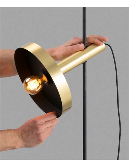 Lámpara colgante y de pie Whizz - Faro - Diseño industrial en negro y dorado