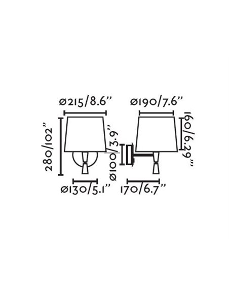 Aplique de pared Conga – Faro – Lámpara con lector, pantalla de tela