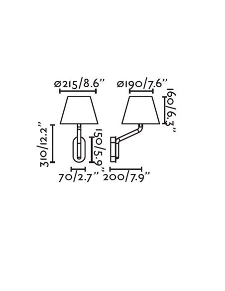 Aplique de pared Eterna – Faro – Lámpara decorativa con pantalla de tela en 3 colores